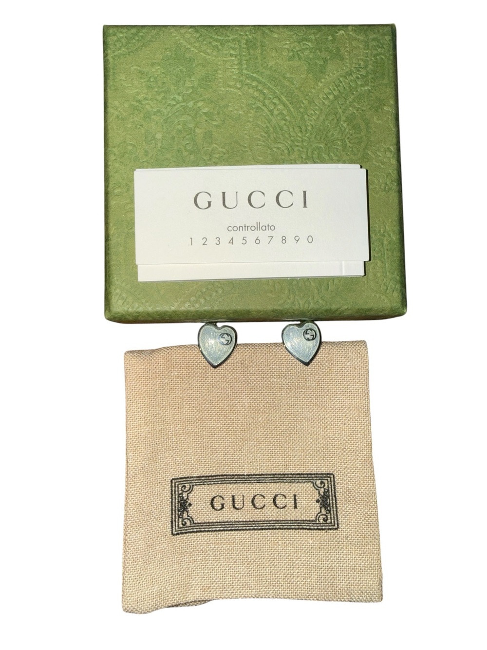 Gucci Silver Heart Stud Earrings